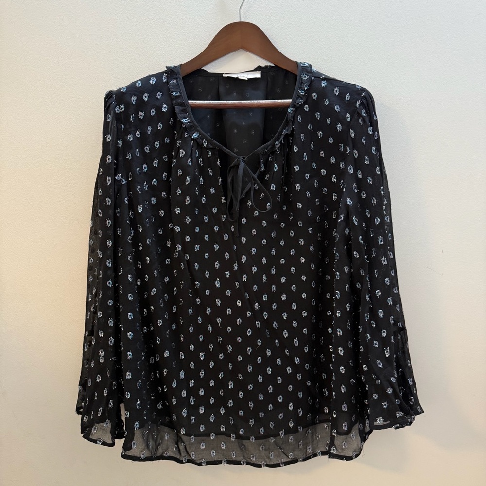 LOFT Black Blouse with Metallic Accents